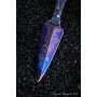 Outdoorový nůž VORSMA Dračí zub, damašek, laminovaný, modrý akryl, 98 mm
