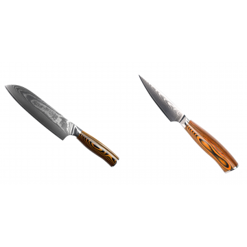 Santoku nůž Seburo SUBAJA II Damascus 190mm + Nůž na ovoce a zeleninu Seburo SUBAJA Damascus 90mm