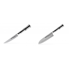 Steakový nůž Samura Bamboo (SBA-0031), 110 mm + Malý Santoku nůž...