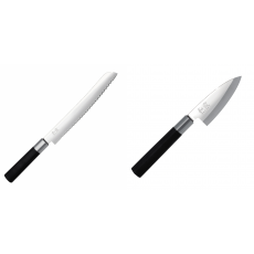 Wasabi Black Nůž na pečivo KAI 230mm + Wasabi Black Deba KAI...