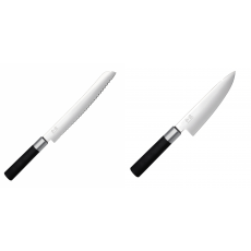 Wasabi Black Nůž na pečivo KAI 230mm + Malý šéfkuchařský nůž KAI...