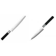 Wasabi Black Nůž na pečivo KAI 230mm + Plátkovací nůž KAI Wasabi...