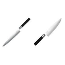 Plátkovací nůž KAI Wasabi Black Yanagiba, 210mm + Wasabi Black Nůž šéfkuchaře KAI 200mm