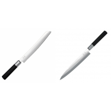 Wasabi Black Nůž na pečivo KAI 230mm + Plátkovací nůž KAI Wasabi...