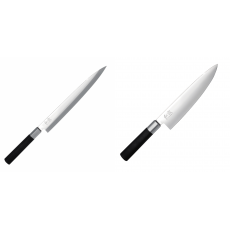 Plátkovací nůž KAI Wasabi Black Yanagiba, 240 mm + Wasabi Black Nůž šéfkuchaře KAI 200mm