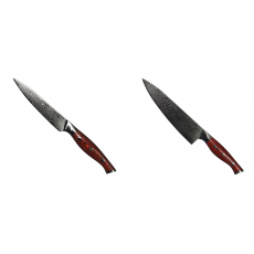 Kuchyňský univerzální nůž Seburo HAZAKURA Damascus 125mm + Šéfkuchařský nůž Seburo HAZAKURA Damascus 200mm